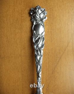 Alvin Bridal Rose sterling silver medium cold meat fork1905Art Nouveau floral