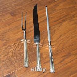 Alvin Chapel Bells sterling silver carving set knife, fork, sharpener