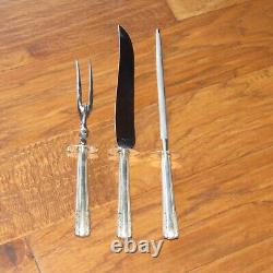 Alvin Chapel Bells sterling silver carving set knife, fork, sharpener