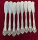 Alvin Chateau Rose Sterling Silver Flat Butter Knives No Monogram Set Of 8