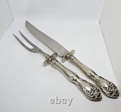 Alvin Chateau Rose Sterling Silver Roast Carving Set 10 Knife