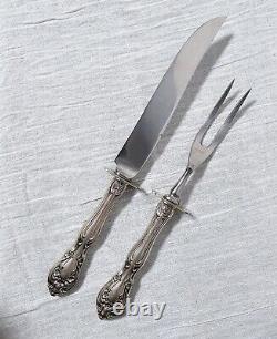 Alvin Chateau Rose Sterling Silver Roast Carving Set 10 Knife