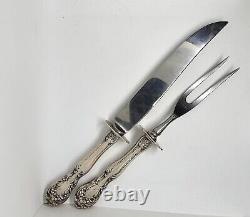 Alvin Chateau Rose Sterling Silver Roast Carving Set 10 Knife