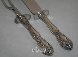 Alvin Chateau Rose Sterling Silver Stainless Large 2 pc Roast Carving Set #2672