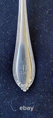 Alvin Evangeline sterling silver 7 Dessert/Table/Soup Spoons E monogram