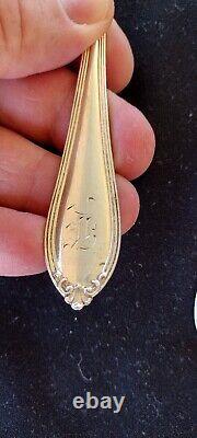 Alvin Evangeline sterling silver 7 Dessert/Table/Soup Spoons E monogram