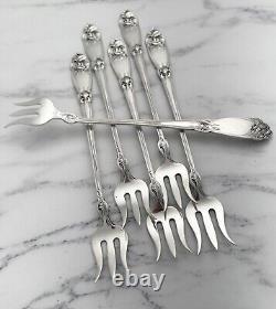 Alvin Fleur de Lis Sterling Silver Seafood Cocktail Forks Set of 6