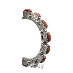 Alvin Hughte, Earring, Coral, Sterling Silver, Zuni Handmade, 1