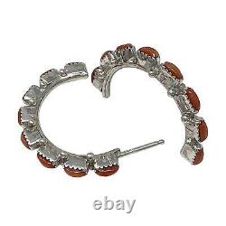 Alvin Hughte, Earring, Coral, Sterling Silver, Zuni Handmade, 1
