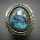 Alvin Joe Navajo Sterling Silver Huge Bisbee Turquoise Ring Size 12.5 Wide Band