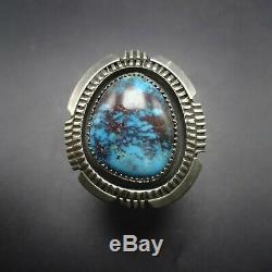 Alvin Joe NAVAJO Sterling Silver HUGE BISBEE TURQUOISE RING size 12.5 Wide Band