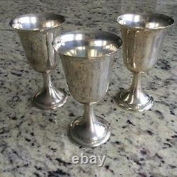 Alvin Lullaby Solid Sterling Silver Goblets Wine Water Cups Set Of 3, S250