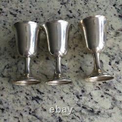Alvin Lullaby Solid Sterling Silver Goblets Wine Water Cups Set Of 3, S250