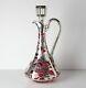 Alvin Mfg Co Sterling Silver Overlay Mounted Cranberry Red Glass Decanter
