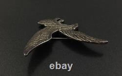 Alvin Monte Vintage Native Sterling Silver Eagle Sandcast Pin Brooch
