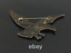 Alvin Monte Vintage Native Sterling Silver Eagle Sandcast Pin Brooch