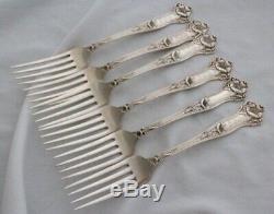 Alvin Morning Glory Sterling Silver Forks 500 Set of Six