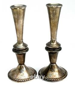 Alvin Pair of Sterling Silver Convertible Candlesticks Candle Holders Vintage