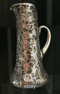 Alvin Sterling Fine Silver Overlay on Crystal Pitcher /Decanter Circa 1900