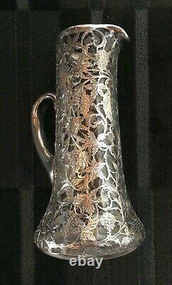 Alvin Sterling Fine Silver Overlay on Crystal Pitcher /Decanter Circa 1900