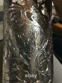 Alvin Sterling Fine Silver Overlay on Crystal Pitcher /Decanter Circa 1900