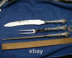 Alvin Sterling OLD ORANGE BLOSSOM (1905) 3 Pc ROAST CARVING SET-Mono S