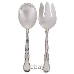 Alvin Sterling Silver 925 Salad Serving Set Fork Spoon French Scroll Vtg 53 171G