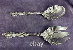 Alvin Sterling Silver 9 Salad Serving Set No Monogram 200g Fork Spoon