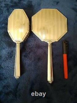 Alvin Sterling Silver Art Deco Mirror And Brush Set large heavy STERLING