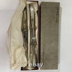 Alvin Sterling Silver Della Robbia 3 Pc. Carving Knife Fork Set Stainless 1920