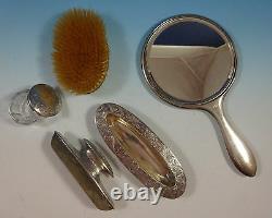 Alvin Sterling Silver Dresser Set 5pc Fancy Engraved (#1381)