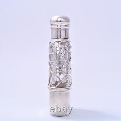 Alvin Sterling Silver Glass Flask 3/16 Pint with Overlay Antique #4172