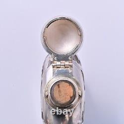 Alvin Sterling Silver Glass Flask 3/16 Pint with Overlay Antique #4172