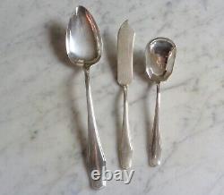 Alvin Sterling Silver Hampton Serving Spoon, Master Butter Knife & Sugar Scoop