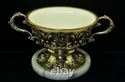 Alvin Sterling Silver Liners #2835 with Lenox Soup Dessert Porcelain Bowl