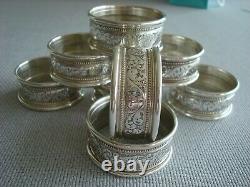 Alvin Sterling Silver Napkin Rings Embossed Set Of 8 Excellent