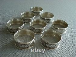 Alvin Sterling Silver Napkin Rings Embossed Set Of 8 Excellent