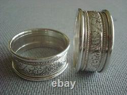 Alvin Sterling Silver Napkin Rings Embossed Set Of 8 Excellent