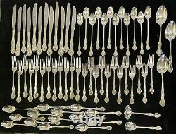 Alvin Sterling Silver Pirouette 67 Pcs service for 12 No Mono Excellent