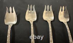 Alvin Sterling Silver Repousse with Flowers Four Forks Sterling Silver PAT. 1932