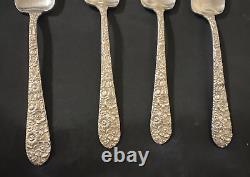 Alvin Sterling Silver Repousse with Flowers Four Forks Sterling Silver PAT. 1932