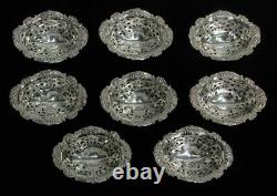 Alvin Sterling Silver Reticulated 8 Piece Nut Dishes #1070