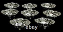 Alvin Sterling Silver Reticulated 8 Piece Nut Dishes #1070