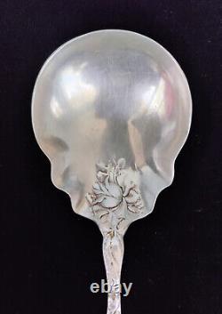 Alvin Sterling Silver Solid Berry Serving Spoon Bridal Rose No Mono