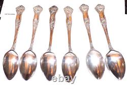 Alvin Sterling Tea Spoons Morning Glory 1909 6 pieces