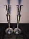 Alvin Sterling Candlesticks (10 Inch) Ribbed And Engraved Design All Over Mint