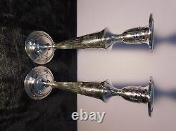 Alvin Sterling candlesticks (10 inch) Ribbed and engraved design all over MINT