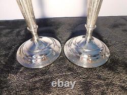 Alvin Sterling candlesticks (10 inch) Ribbed and engraved design all over MINT