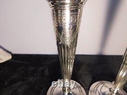 Alvin Sterling candlesticks (10 inch) Ribbed and engraved design all over MINT