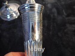 Alvin Sterling candlesticks (10 inch) Ribbed and engraved design all over MINT